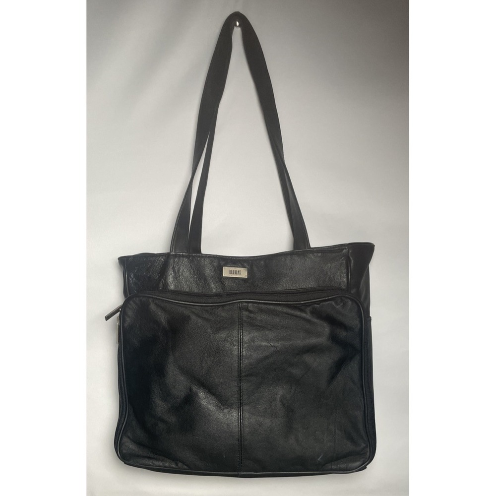 Bill Blass Black Leather Tote Bag Shoulder Strap‎